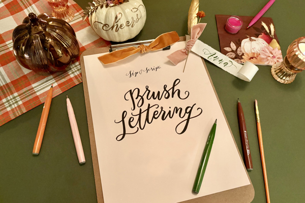 Brush Lettering Thanksgiving Place Cards & Pumpkin Lettering at Dabney Lee