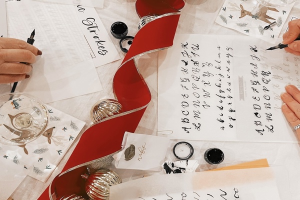Modern Calligraphy and Gift Tag Lettering at The Honeysuckle Coffee Co.