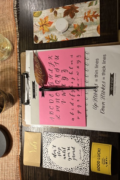 Modern Calligraphy & Pumpkin Lettering at Feathered Glass