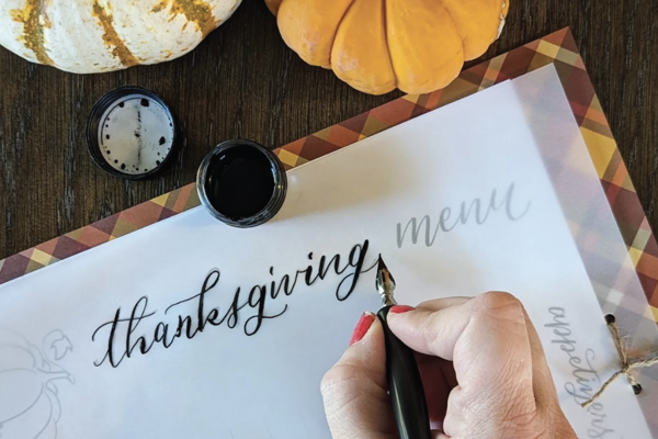 Modern Calligraphy & Thanksgiving Place Card Lettering at The Homewood Museum