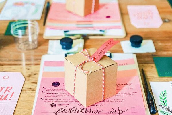 Modern Calligraphy & Gift Tag Lettering at Weldon Mills Distillery